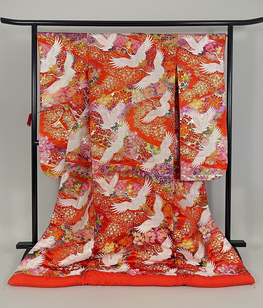 IROHA* colorful wedding kimono *[ta0512] Japanese clothes wedding wedding [ crane ]. red [ used ]