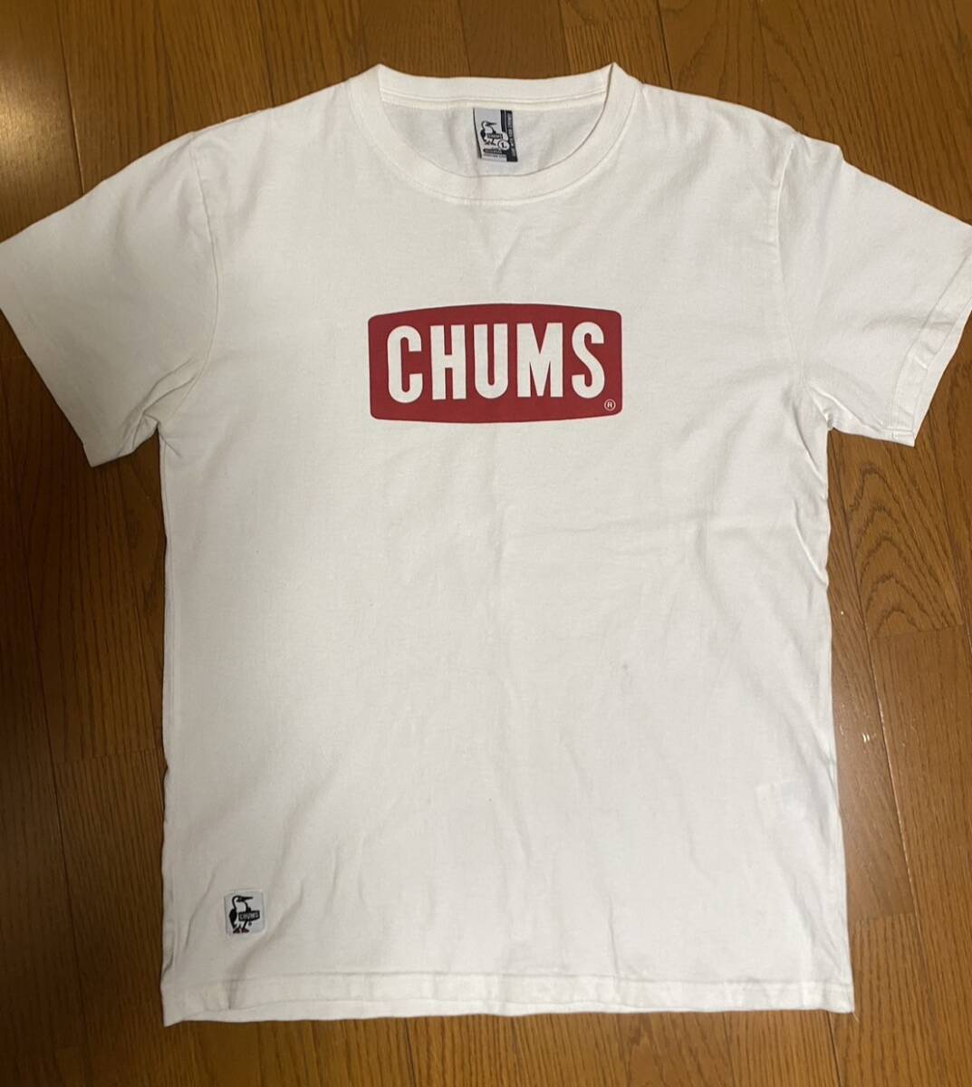 * Chums CHUMS короткий рукав футболка L размер белый цвет Chums Logo стандартный VERSION прекрасный товар!