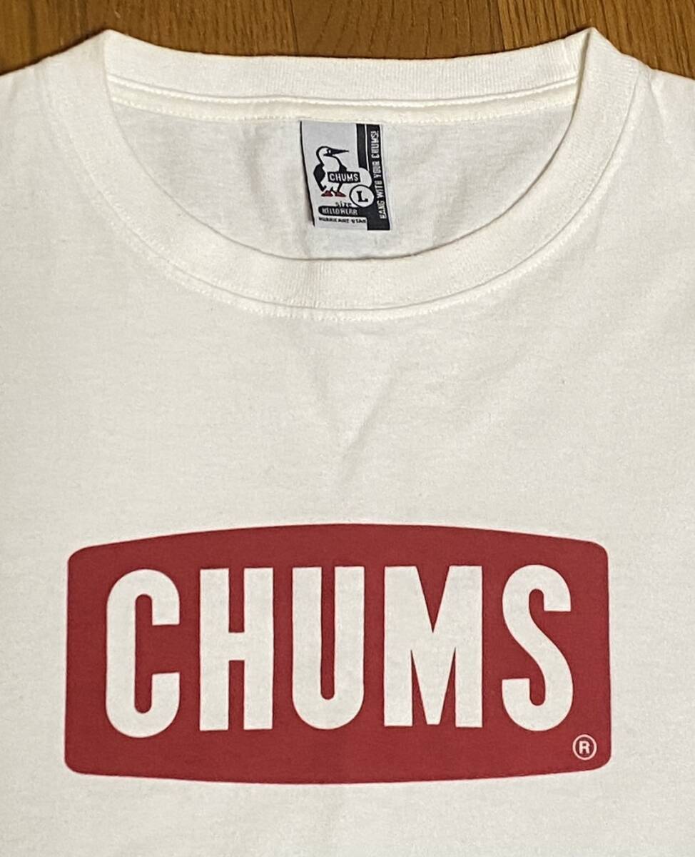 * Chums CHUMS короткий рукав футболка L размер белый цвет Chums Logo стандартный VERSION прекрасный товар!