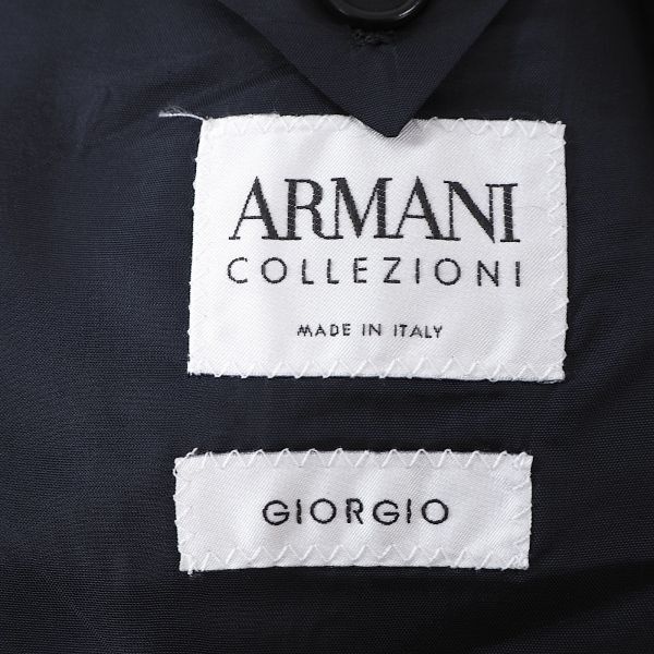 4-ZD058 アルマーニコレツィオーニ ARMANI COLLEZIONI イタリア製 GIORGIO LINE ウール ストライプ スーツ セットアップ ネイビー 50メンズ_画像9