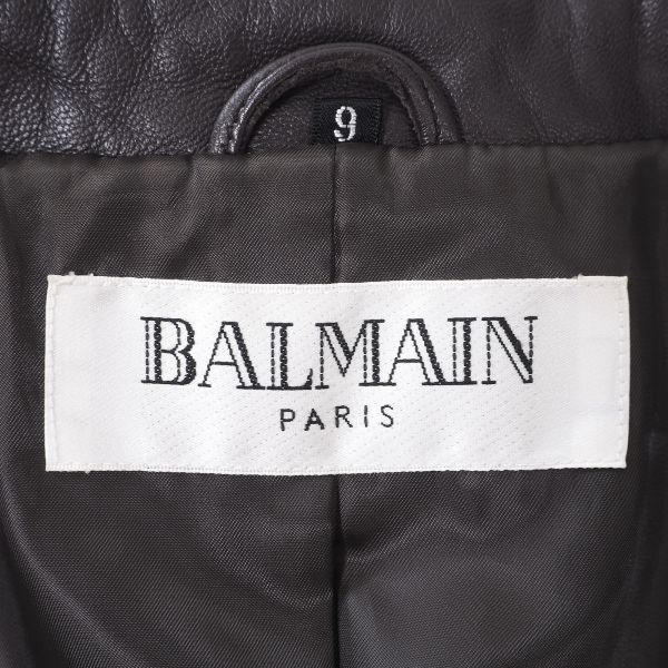 4-ZD074[ прекрасный товар ] Balmain Balmain овчина кожа tailored jacket темно-коричневый 9 женский 