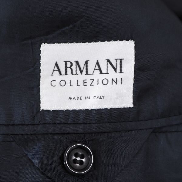 4-ZD060 アルマーニコレツィオーニ ARMANI COLLEZIONI イタリア製 スーツ セットアップ ウール ブラック ストライプ 48/R メンズ_画像9