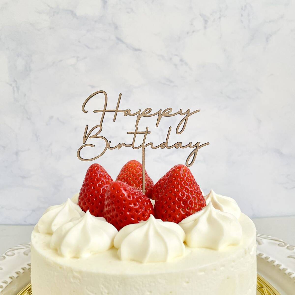 木製Happy Birthday ケーキトッパー typeD 誕生日飾り ハッピーバースデー ケーキ飾り 誕生日ケーキ お祝いケーキ お誕生日_画像2