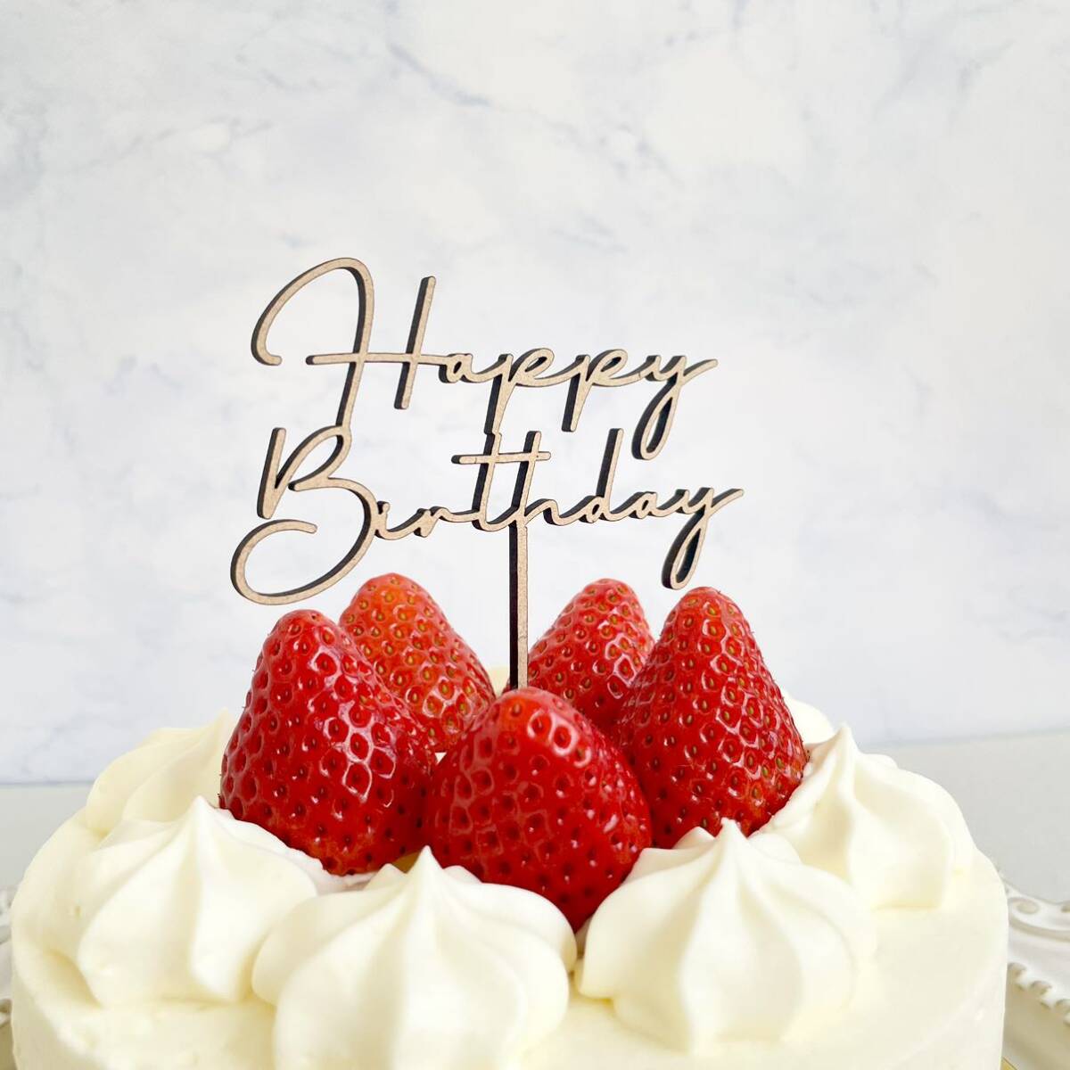 木製Happy Birthday ケーキトッパー typeD 誕生日飾り ハッピーバースデー ケーキ飾り 誕生日ケーキ お祝いケーキ お誕生日_画像3