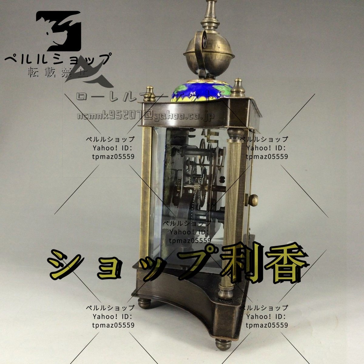 アメリカ式　復古　置時計 銅製　陶瓷 動作確認_画像3