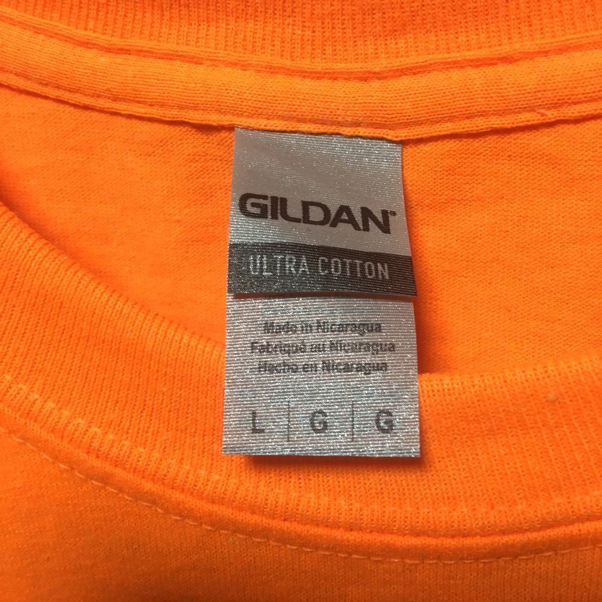 GILDAN セーフティオレンジ Lサイズ 蛍光 ネオンオレンジ 半袖無地Tシャツ ポケット無し 6.0oz ギルダン☆の画像2