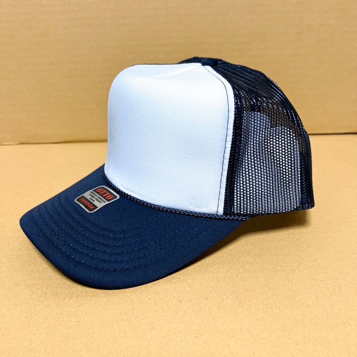 OTTO メッシュキャップ ツートンネイビー ホワイトネイビー 白紺 NAVY オットー CAP 帽子 ミリタリー USA 無地 野球帽☆_画像1