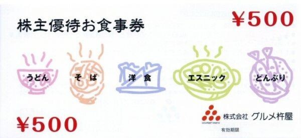  gourmet . shop origin . sushi etc. stockholder complimentary ticket 500 jpy ×10 sheets 2024/11/30