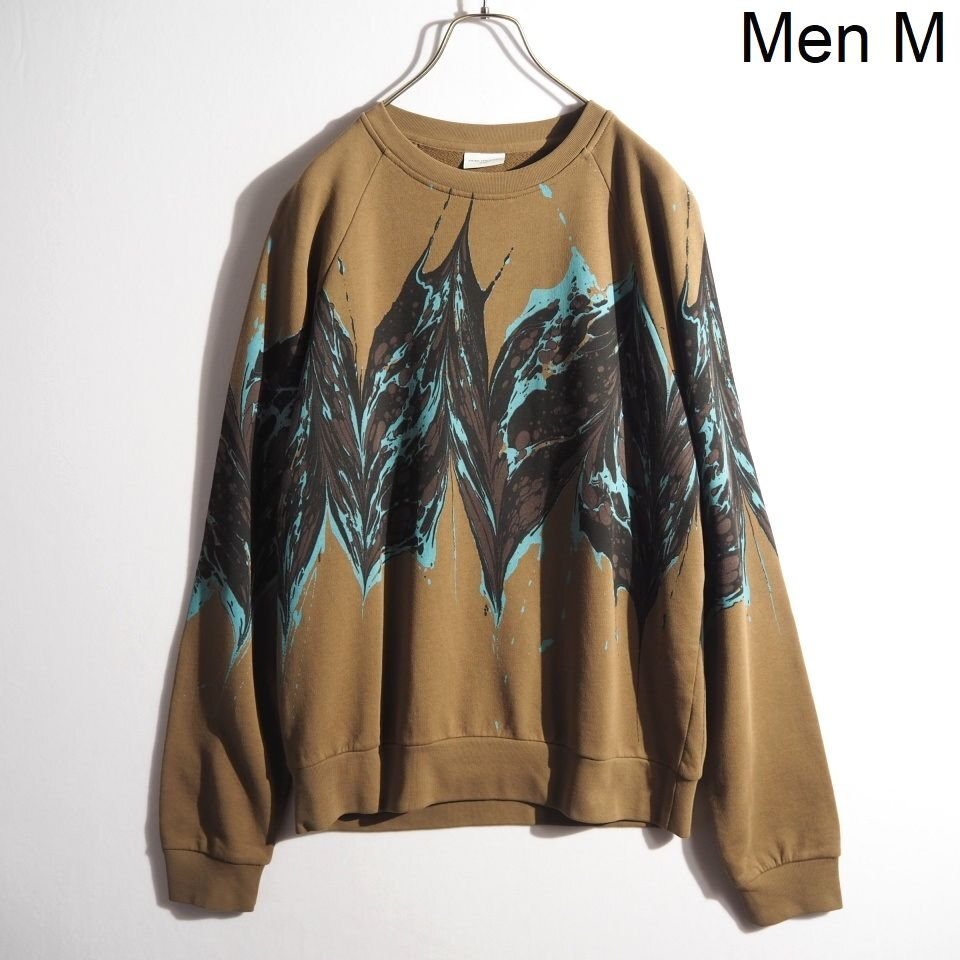 M5230P　▼DRIES VAN NOTEN ドリスヴァンノッテン▼　マーブル柄 プルオーバー スウェット カーキ L / 18AW シーズンレス rb mks_画像1