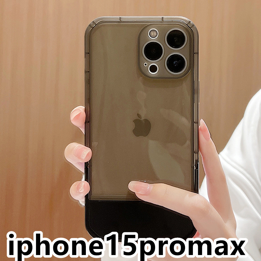 iphone15promaxケース カーバー TPU 可愛い　スタンド付き　ブラック　軽量 ケース 耐衝撃 6_画像1