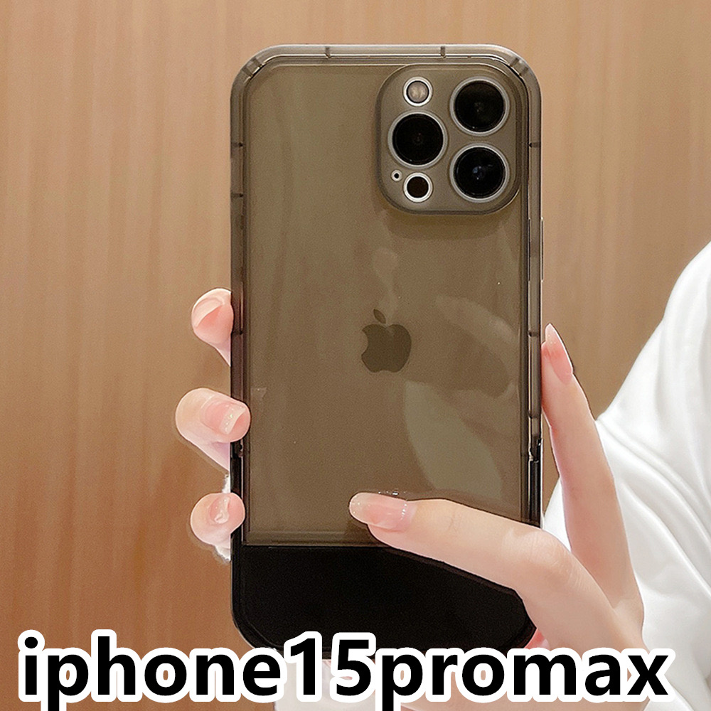 iphone15promaxケース カーバー TPU 可愛い　スタンド付き　ブラック　軽量 ケース 耐衝撃 661_画像1