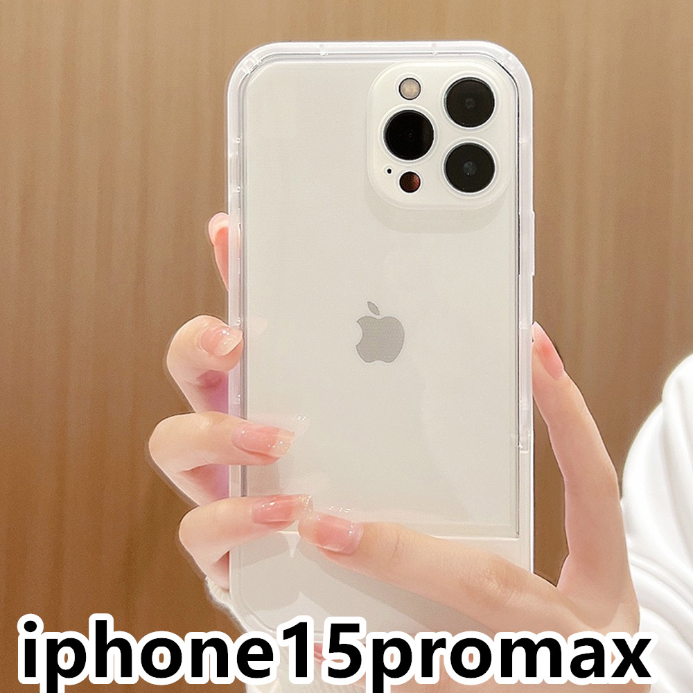 iphone15promaxケース カーバー TPU 可愛い　スタンド付き　ホワイト　軽量 ケース 耐衝撃 6_画像1