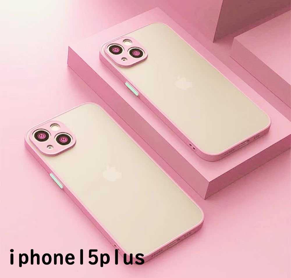 iphone15plusケース カーバー TPU 可愛い　韓国 お洒落　マット　ピンク　軽量 ケース 耐衝撃 高品質163_画像1