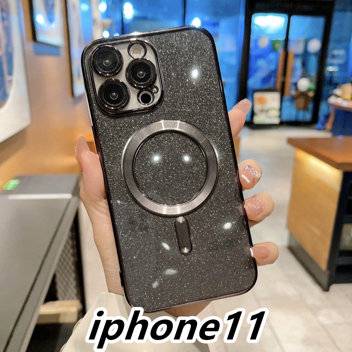 iphone11ケース TPU お洒落 軽量 ケース 耐衝撃　無線　磁気 ワイヤレス充電 ブラック _画像1