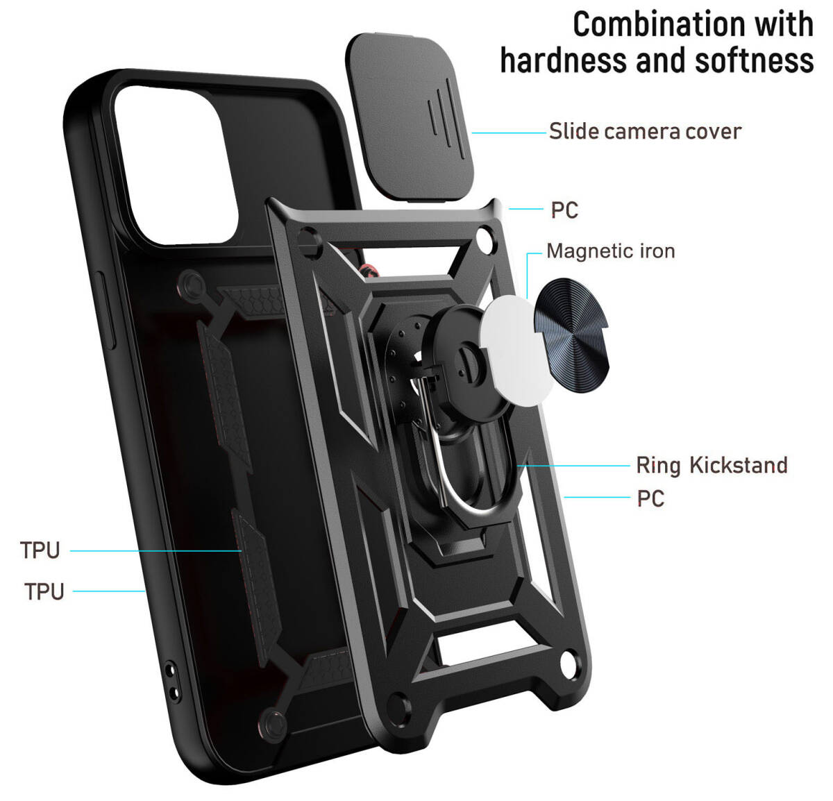 iphone12promaxケース カーバー TPU 可愛い　お洒落　韓国　　リング　ブラック　カメラ保護　軽量 ケース 耐衝撃458_画像10
