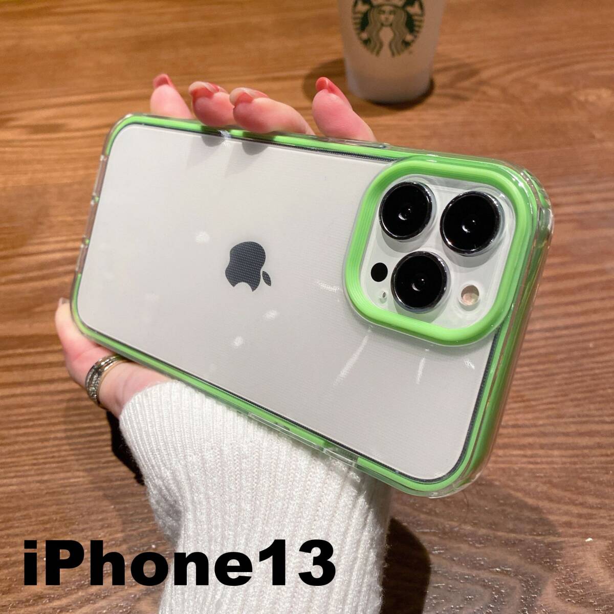 iphone13ケース カーバー TPU 可愛い　お洒落　韓国　緑　グリーン　軽量 ケース 耐衝撃 697_画像1