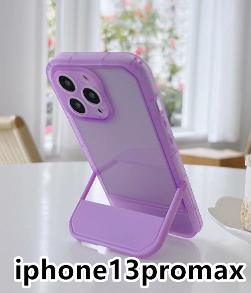 iphone13promaxケース カーバー スタンド付き　半透明　お洒落　韓国　軽量 ケース 耐衝撃 高品質 紫337_画像1