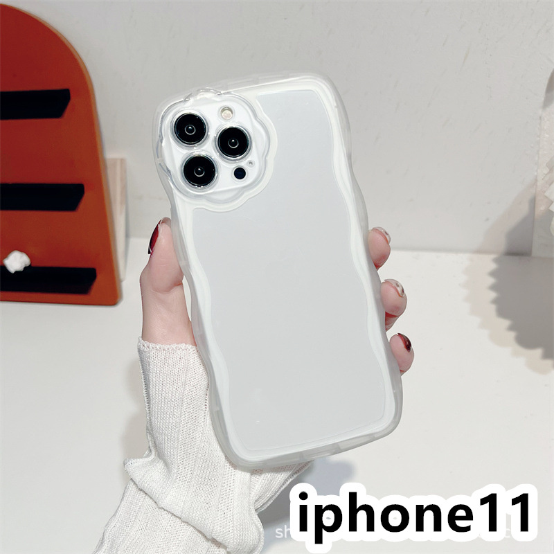 iphone11ケース カーバー TPU 可愛い　透明　波型花　お洒落　軽量 ケース 耐衝撃高品質ホワイト460_画像1