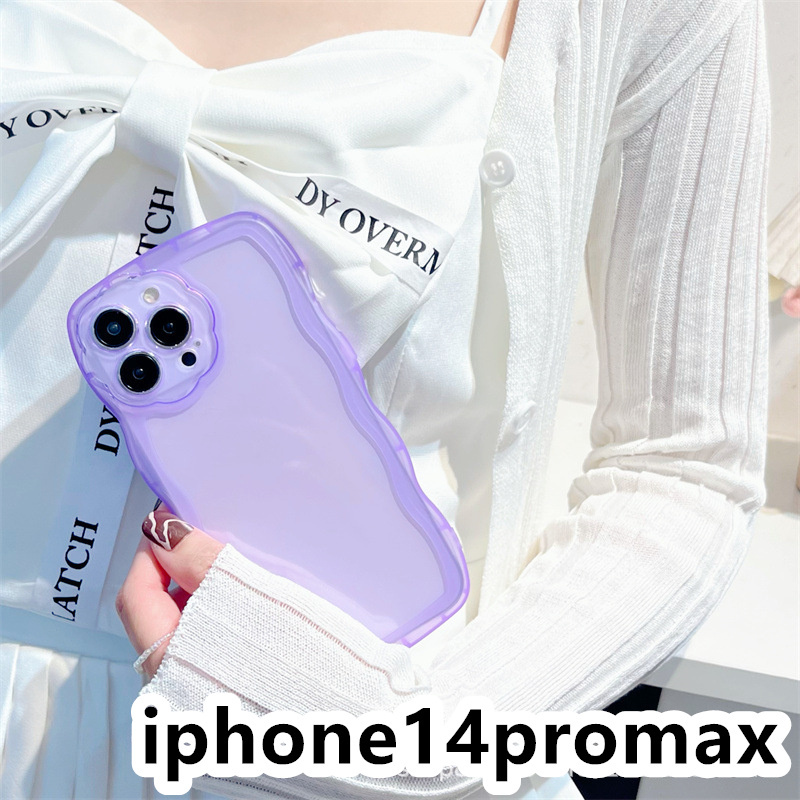 iphone14promaxケース カーバー TPU 可愛い　透明　波型花　お洒落　軽量 ケース 耐衝撃高品質紫261_画像1