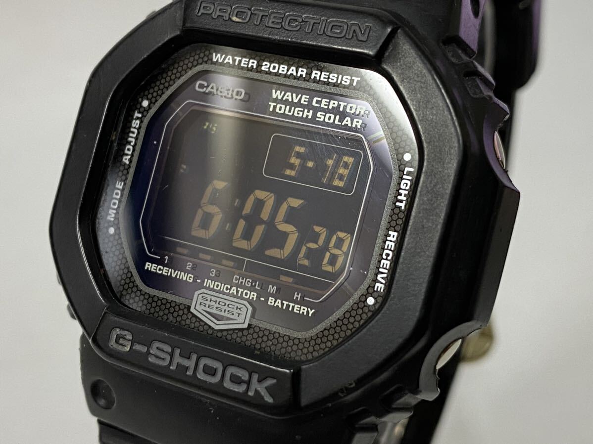 【M-69】 動作品 CASIO G-SHOCK GW-5600BJ-1JF The G タフソーラー 電波受信 電波ソーラー スクウェア ブラック グレー スピード電波モデル_画像2