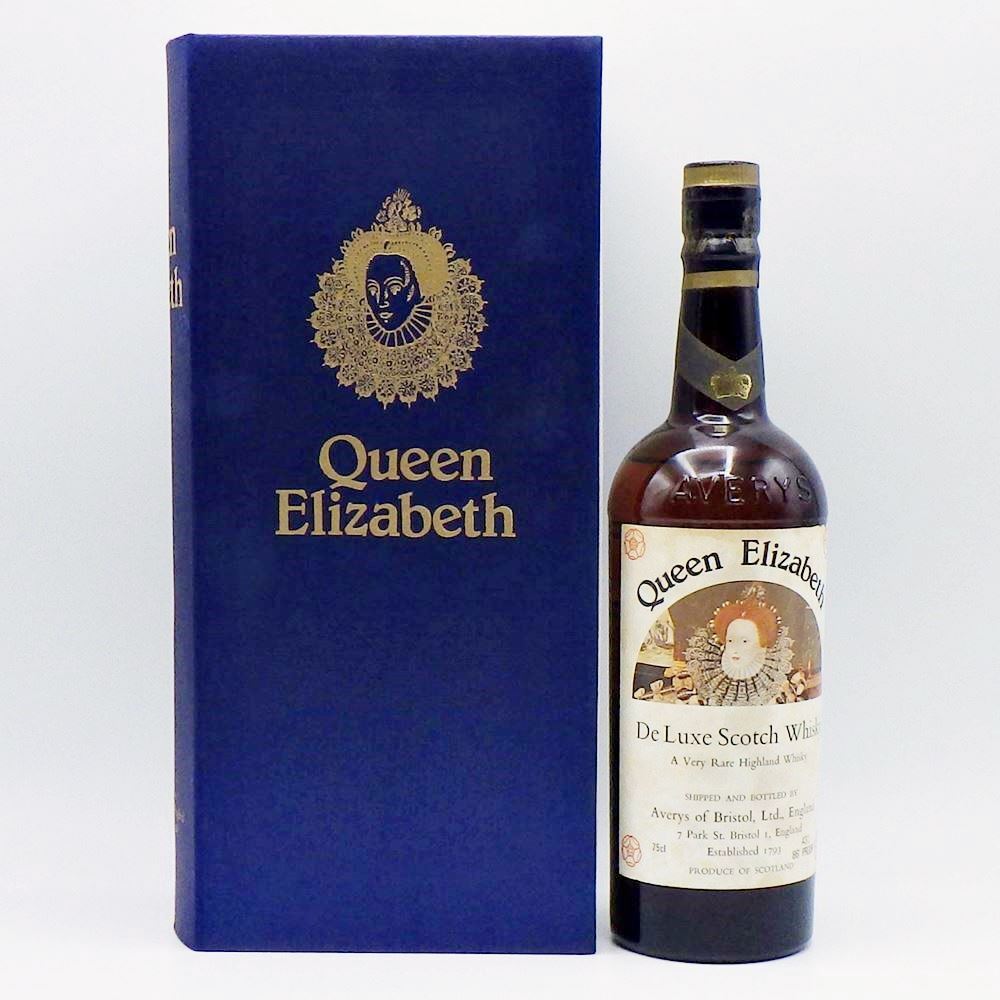 C24-903【ウィスキー】Queen Elizabeth クイーンエリザベス デラックス スコッチ ウィスキー 750ml 43％ ブレンデッド 従価 箱付き 未開栓_画像1