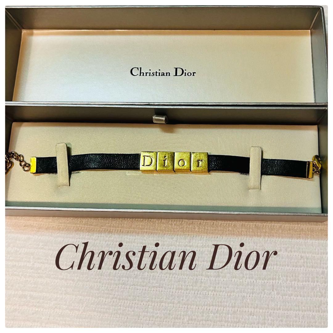 Christian Dior ディオール　ロゴプレート　ブレスレット　レザー