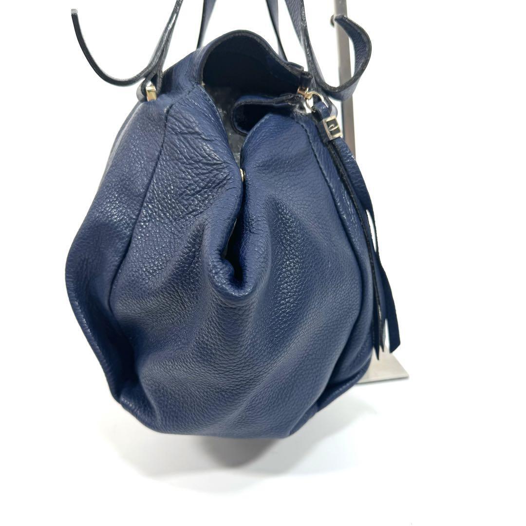 ジャンニキャリーニ GIANNI CHIARINI ハンドバッグ 肩かけ ワンショルダー オールレザー シボ革 ブルー 青 レディース A4収納可能 通勤通学_画像5