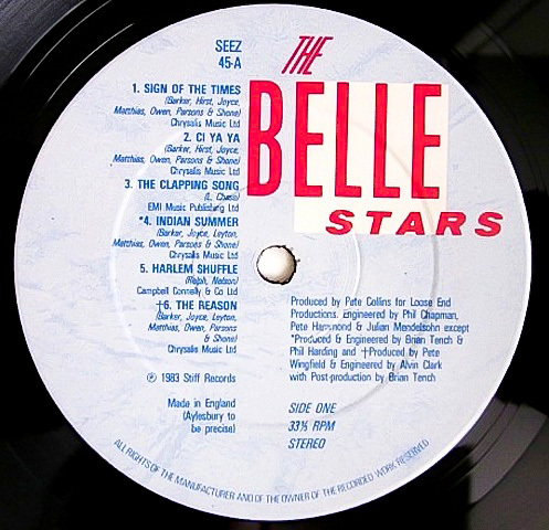 廃盤 LP レコード ★1983年 Orig UK盤★ 超人気曲 収録 1stアルバム THE BELLE STARS 80's エレクトリック ガールズ ポップ ロンドンナイト_画像3