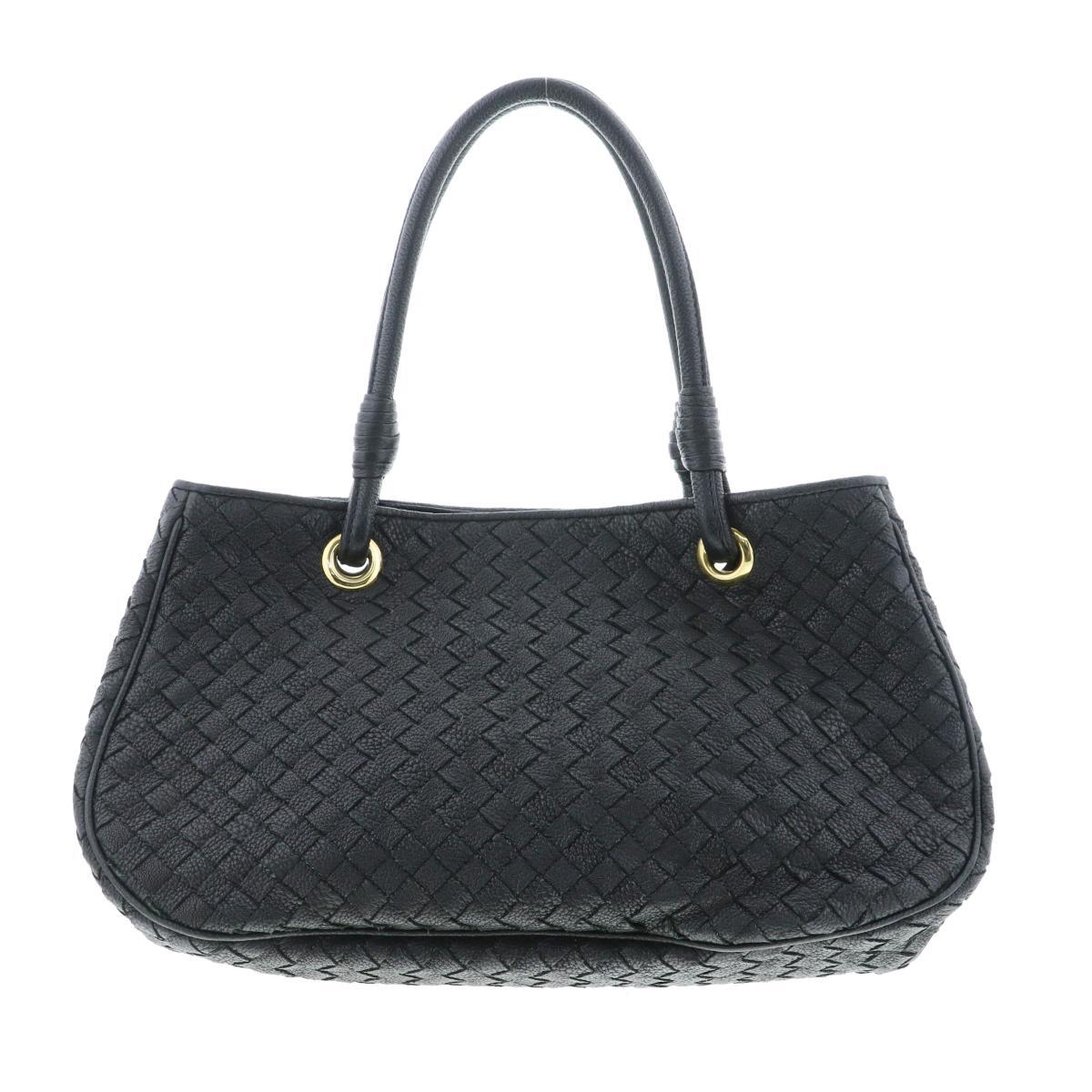 BOTTEGA VENETA ボッテガヴェネタ バッグ ハンドバッグ 148323 Black leather イントレチャート サッチェル ハンドバッグ_画像4