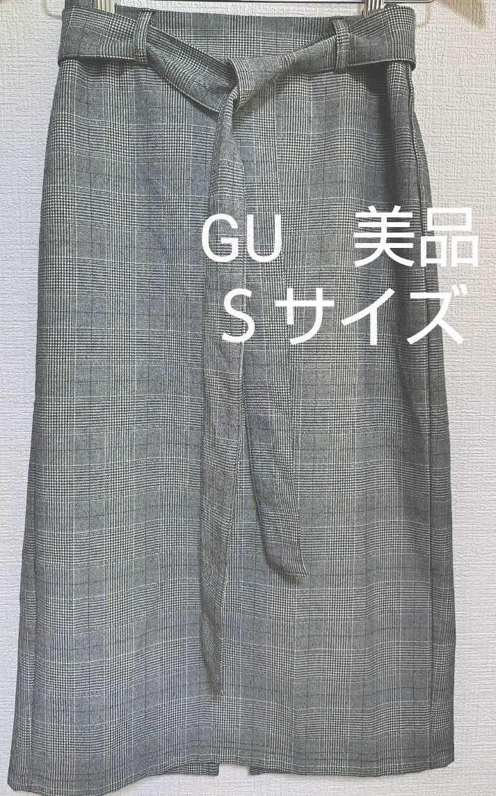GU　ロングスカート　Ｓサイズ　グレー　チェック柄　美品　ジーユー