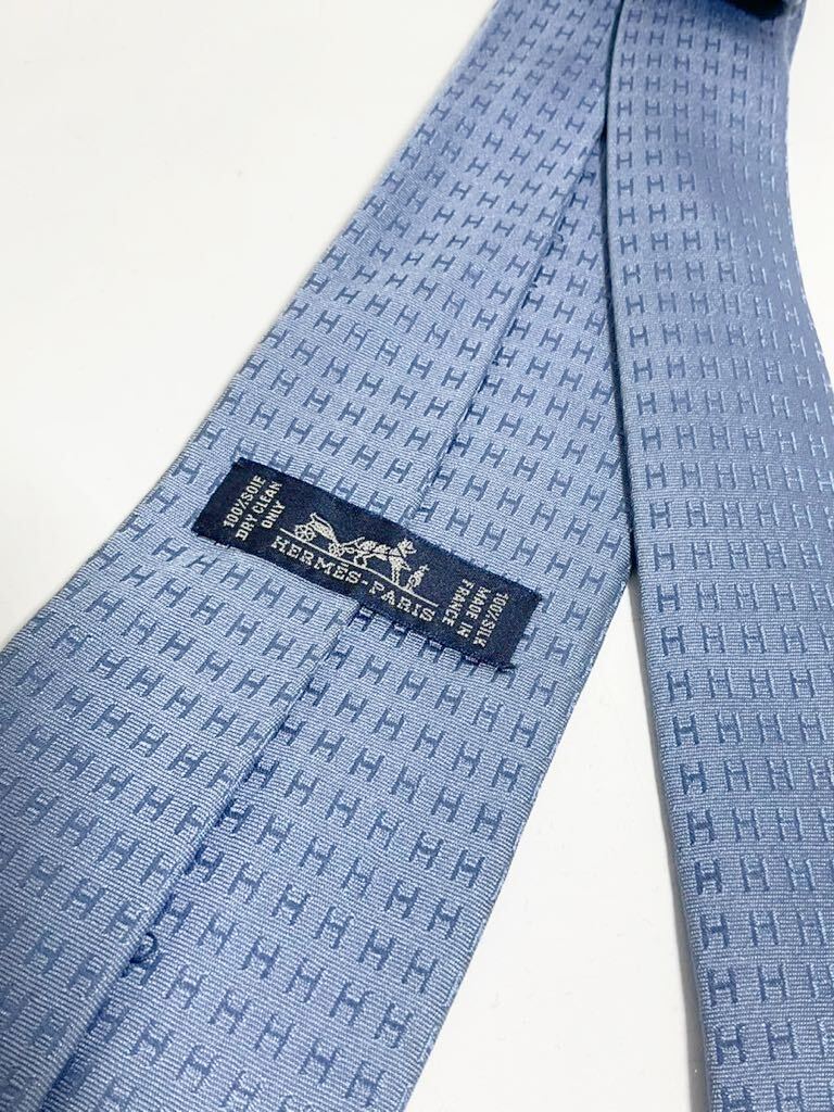 ② HERMES Hermes галстук оттенок голубого H рисунок стоимость доставки 185 иен ( слежение есть ) бренд галстук 