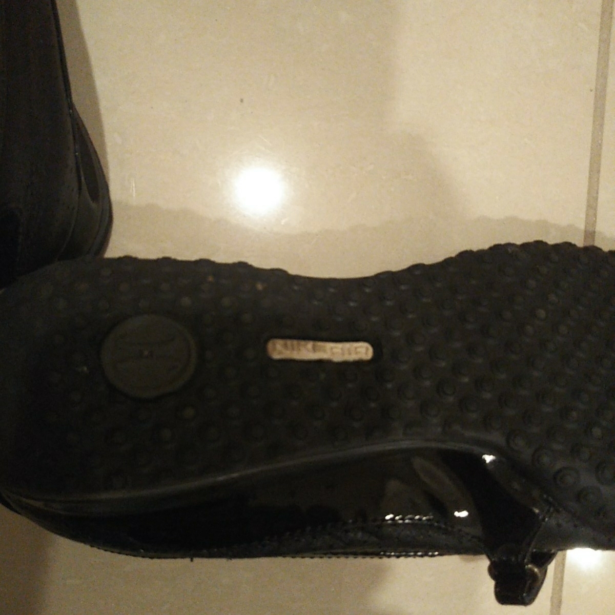  обувь low fa call рукоятка × Nike воздушный легкий чёрный цвет эмаль перфорирование резина низ скользить . нет . ощущение хороший . текстильная застёжка размер 7B 24. ранг прекрасный товар 