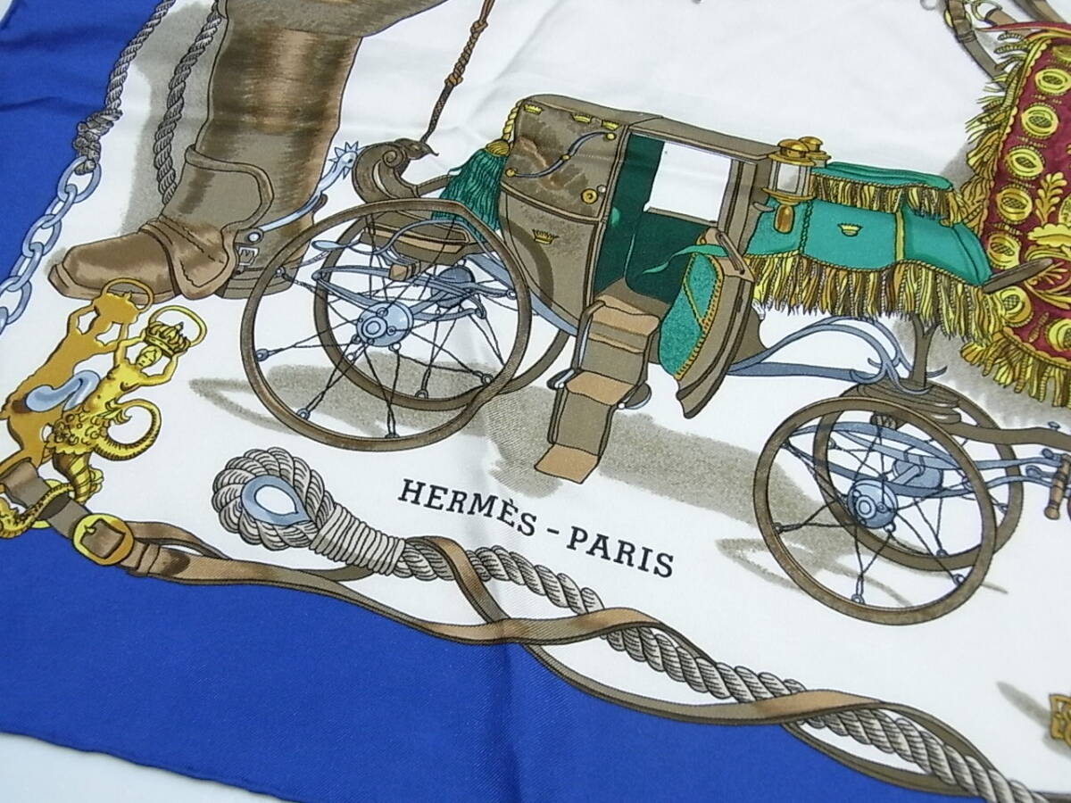 HERMES PARIS ◆ エルメス フランス製 スカーフ カレ90 シルク100％ 「 MUSSE 」豪華絹糸 美品 大判サイズ_画像4