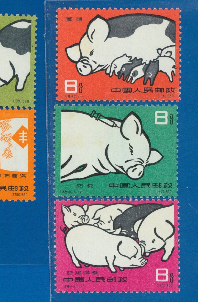 *7905 China stamp Special 40. pig 5 kind . postal 1