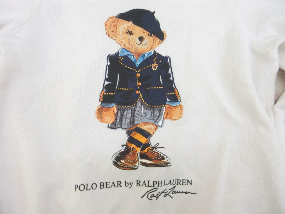 POLO RALPH LAUREN ポロ ラルフローレン スウェット ポロベア S 130 7 ホワイト 綿60% ポリエステル40% Made in China_画像4