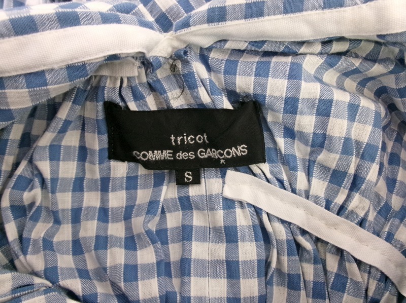 tricot COMME des GARCONS トリココムデギャルソン チェックデザインシャツ サックス、ホワイト 綿100% S TK-B038 AD2012の画像5