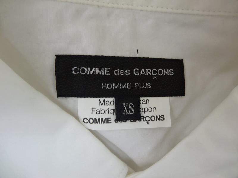 COMME des GARCONS HOMME PLUS コムデギャルソン オム プリュス ネクタイデザインシャツ ホワイト 綿100% XS PE-B004 AD2009の画像8