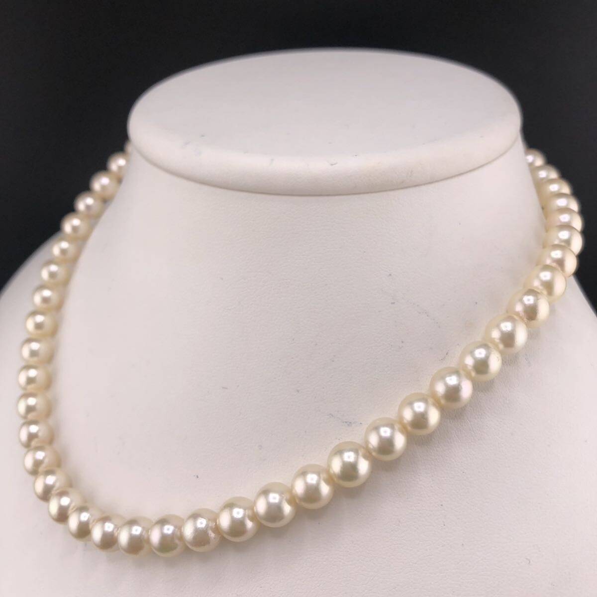E04-8215 アコヤパールネックレス 7.5mm~8.0mm 40cm 37.3g ( アコヤ真珠 Pearl necklace SILVER )の画像2