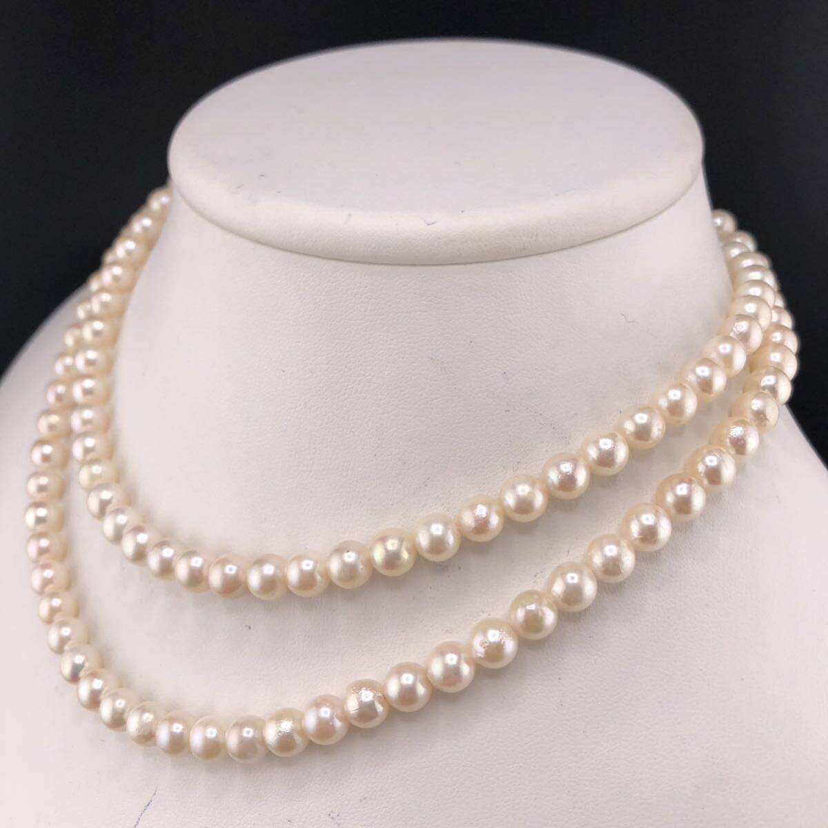 E05-2116 アコヤロングパールネックレス 6.5mm~7.0mm 80cm 55.4g ( アコヤ真珠 ロング Pearl necklace SILVER )の画像2