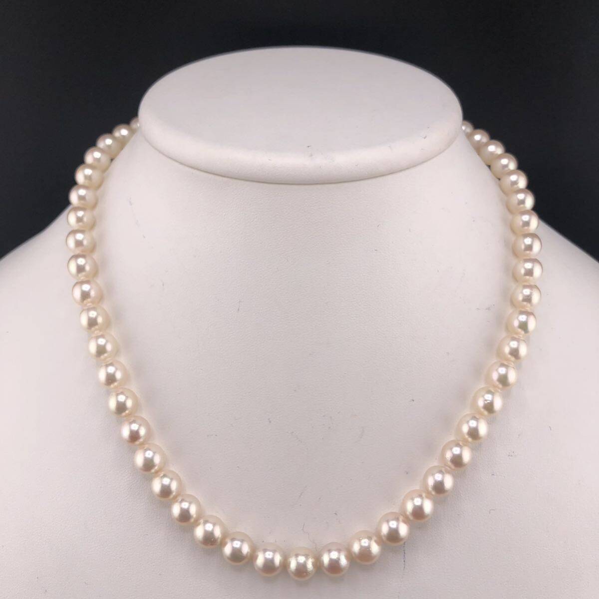 P05-0039 アコヤパールネックレス 7.5mm~8.0mm 42cm 31.8g ( アコヤ真珠 Pearl necklace SILVER )_画像1