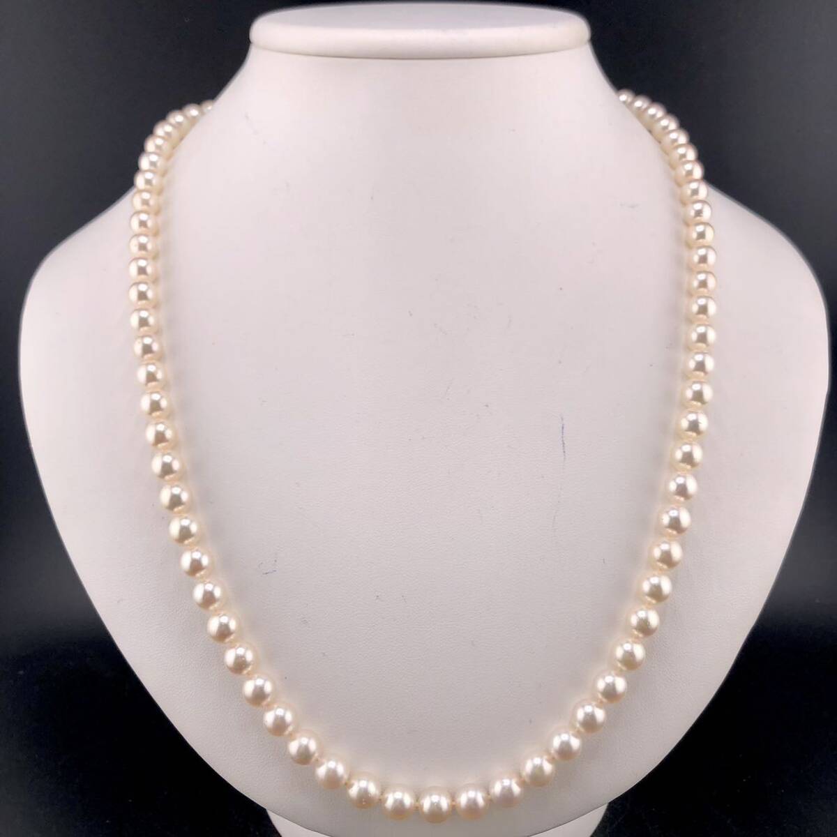 E05-5188☆☆ アコヤパールネックレス 7.0mm~7.5mm 58cm 44.9g ( アコヤ真珠 Pearl necklace SILVER )_画像1