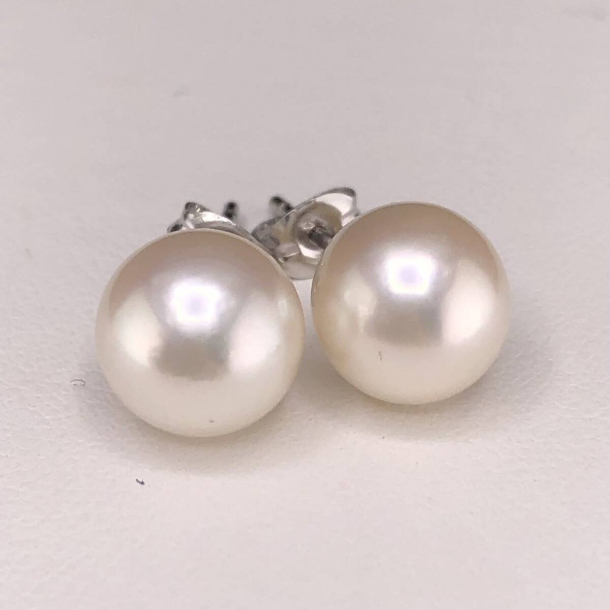 E05-3738 3739 2点SET☆パールネックレス＆ピアス 8.5mm~9.0mm 39cm 46.1g 8.5mm 2.4g SV925 ( Pearl necklace ピアス SILVER )_画像5