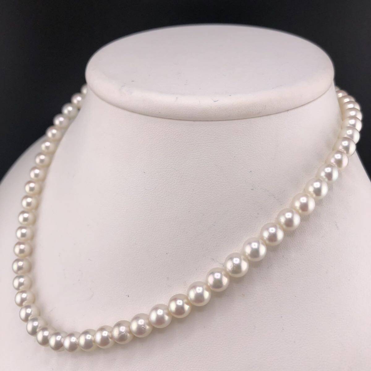 E05-6012 アコヤパールネックレス 6.5mm~7.0mm 40cm 29.3g ( アコヤ真珠 Pearl necklace SILVER )_画像2