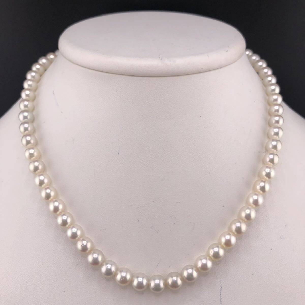 E05-6012 アコヤパールネックレス 6.5mm~7.0mm 40cm 29.3g ( アコヤ真珠 Pearl necklace SILVER )_画像1