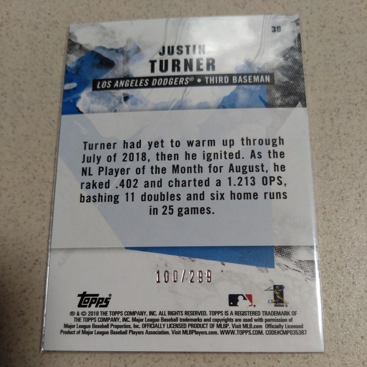 TOPPS Justin Turner ジャスティンターナー ロサンゼルス・ドジャース トロント・ブルージェイズ_画像2