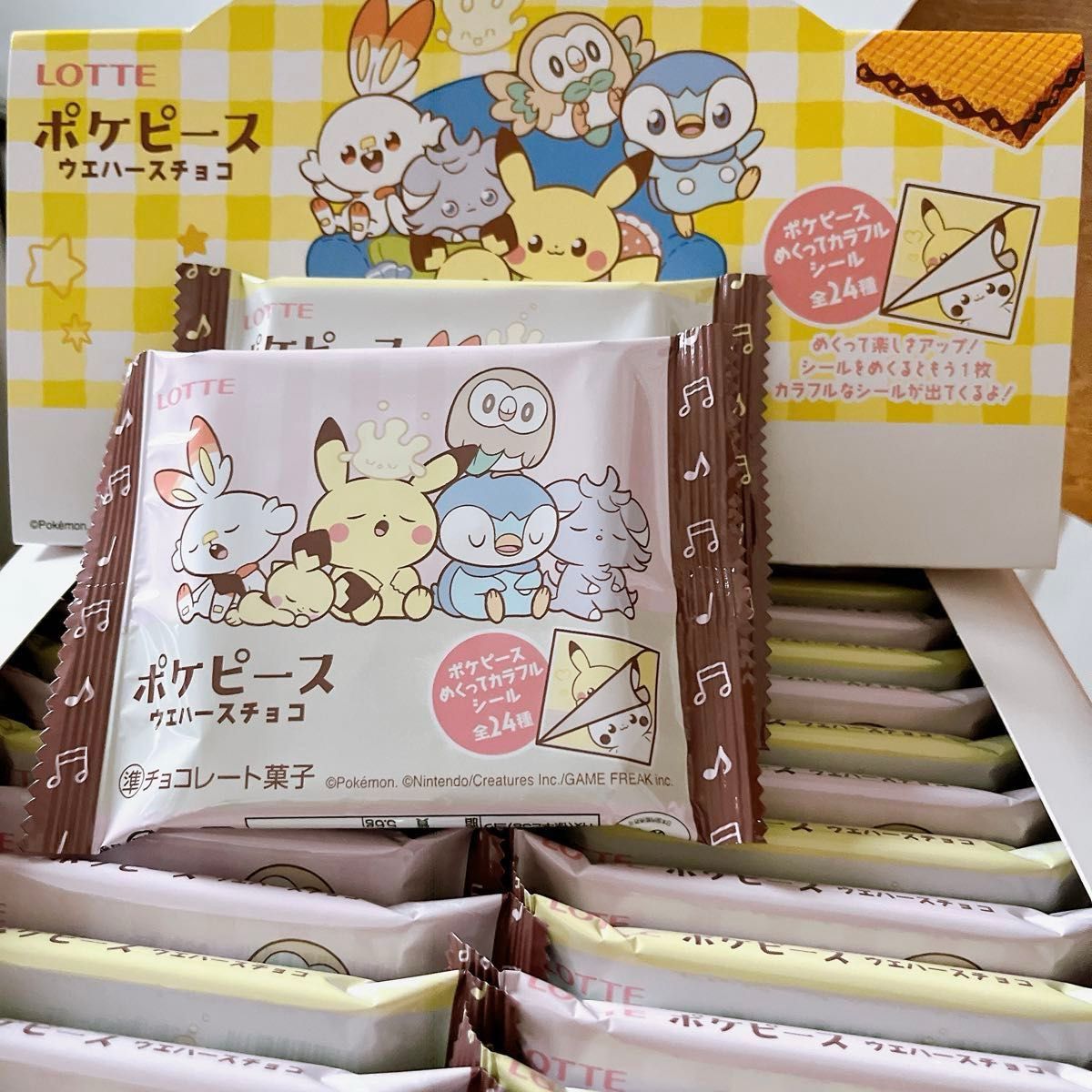 クーポン利用可♪ポケピース ウエハースチョコ【６個】　ロッテ　チョコレート　ポケモンカード シール　ポケカ　おやつ　クーポン消費