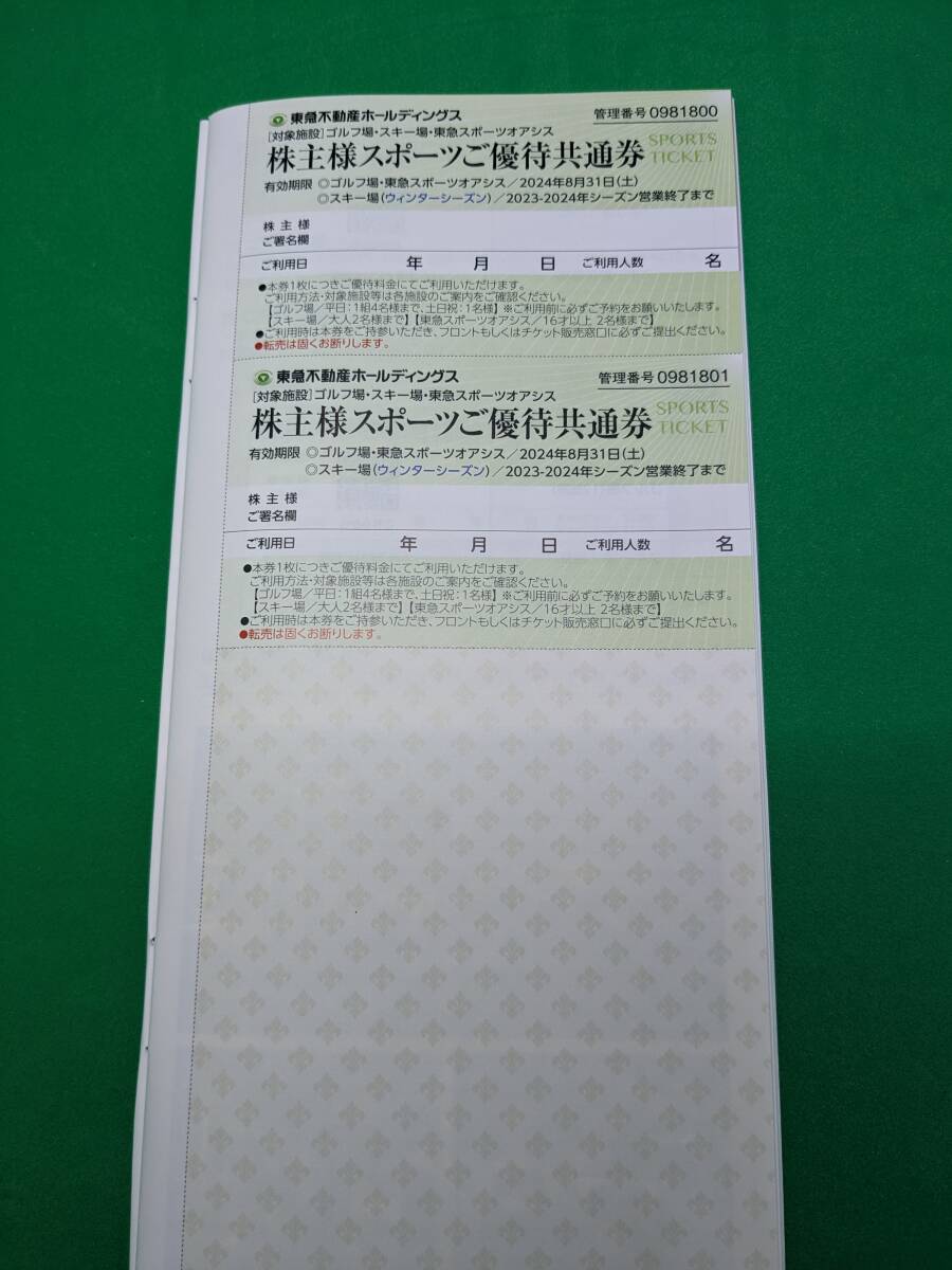 【東急不動産ホールディングス 株主優待券】 1冊(100株以上500株未満用) 有効期限2024年8月31日迄の画像3