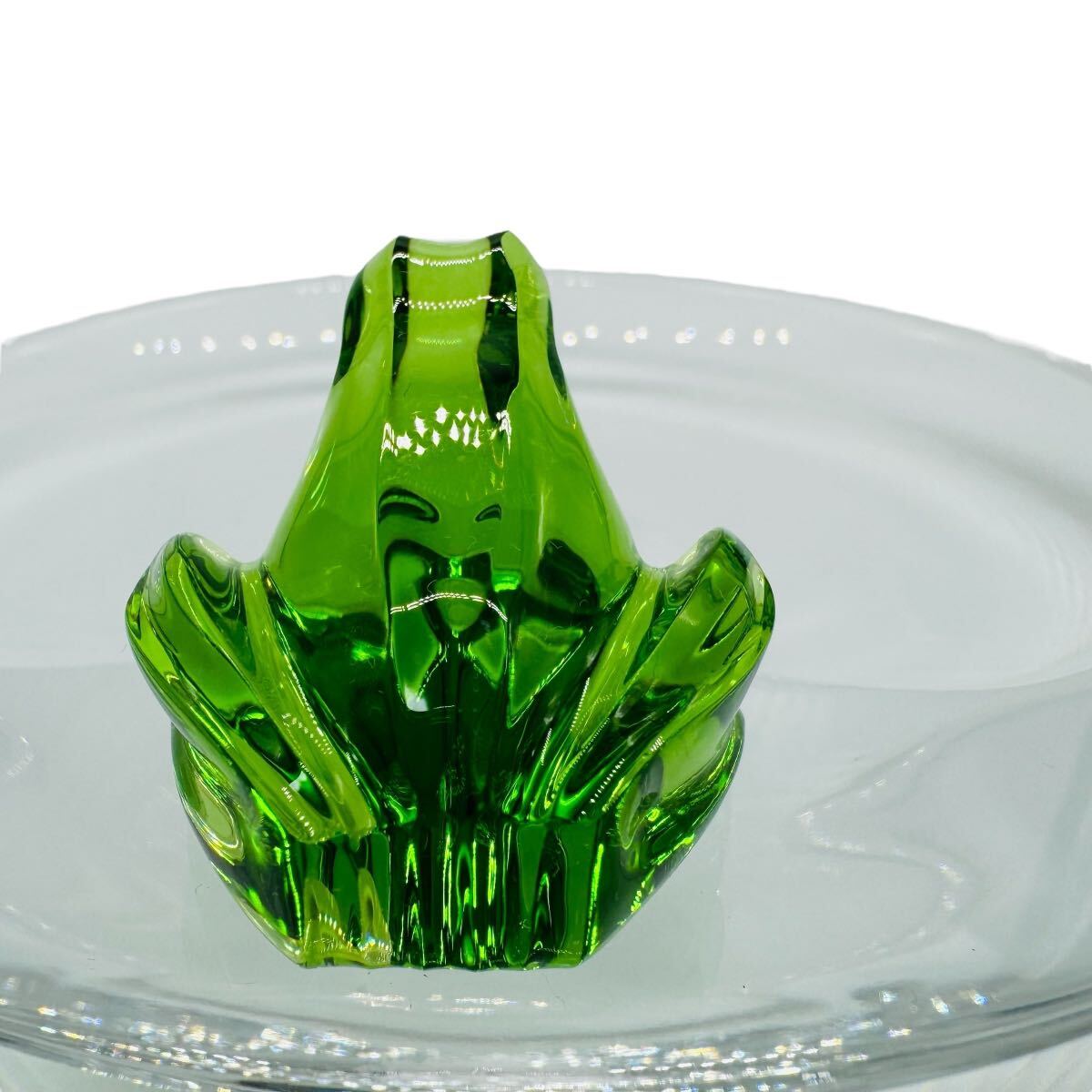 【希少】baccarat カエル グリーン プレート 小物入れ (バカラ 蛙 かえる frog plate トレー トレイ ガラス クリスタル)_画像8