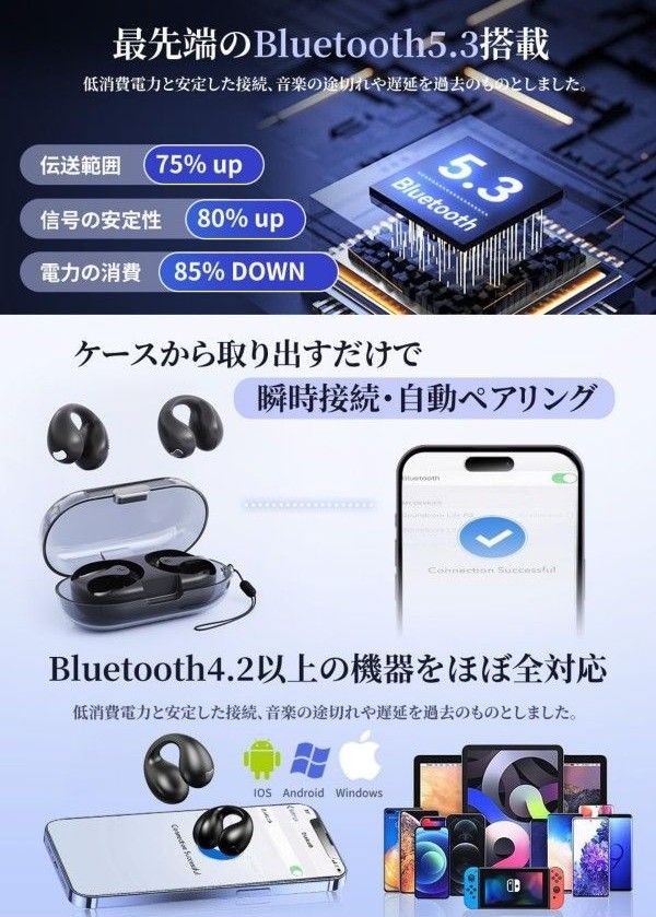 【新品未開封】イヤーカフ型 ワイヤレスイヤホン Bluetooth