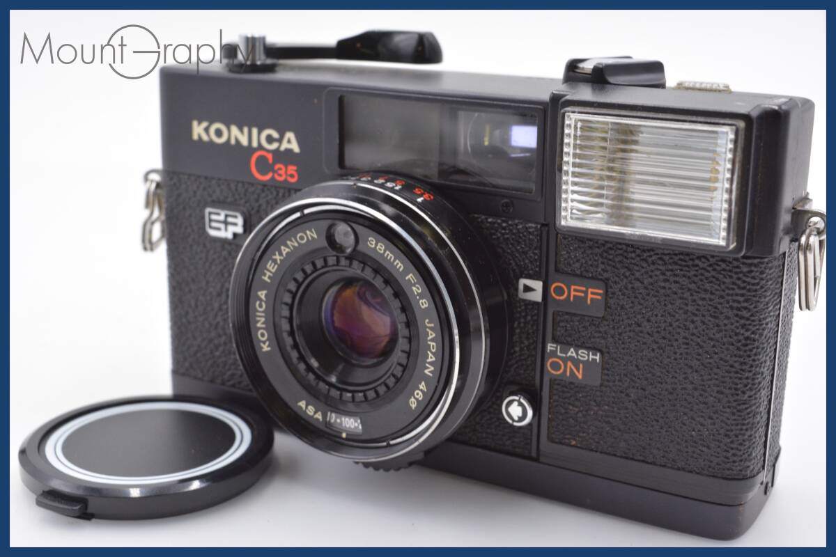 ★実用美品★ コニカ Konica C35 EF 38mm F2.8 ブラック レンズキャップ付 同梱可 #tk3828_画像1